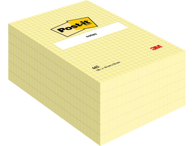 Memoblok Post-it 662 102x152mm ruit geel