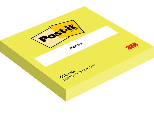 Memoblok Post-it 654 76x76mm neon groen
