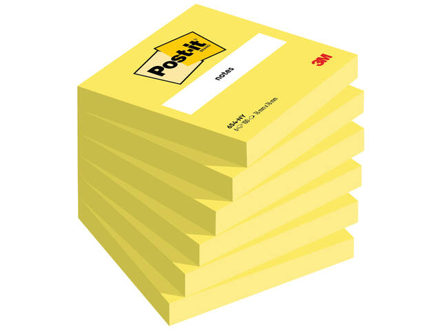 Memoblok Post-it 654 76x76mm neon geel