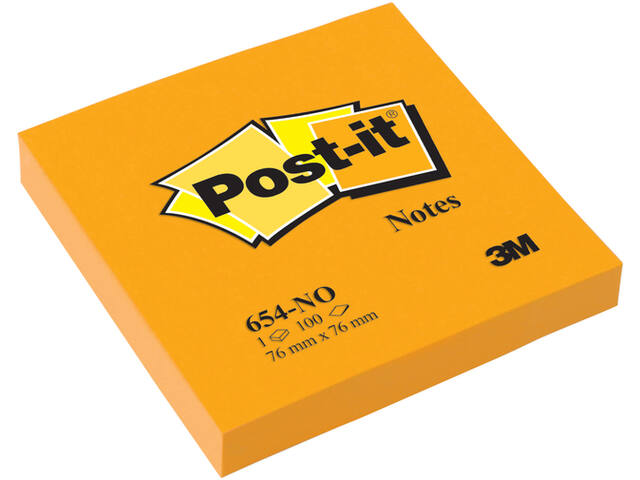 Memoblok Post-it 654 76x76mm oranje