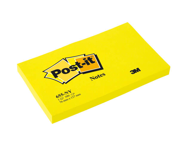 Memoblok Post-it 655 76x127mm neon geel