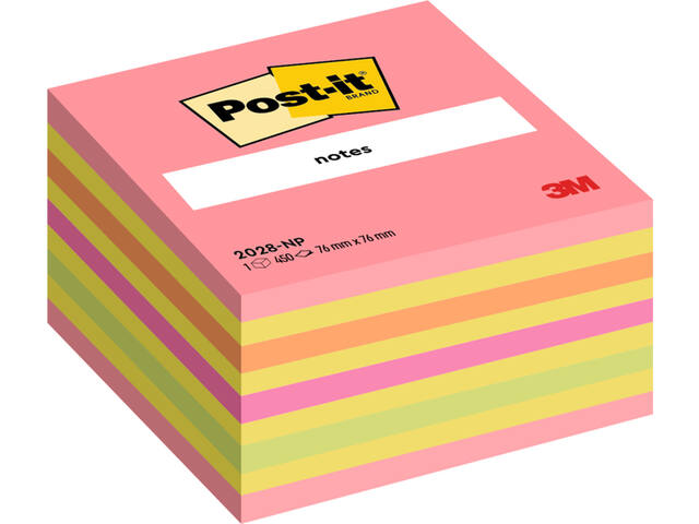 Memoblok Post-it 2028 76x76mm kubus neon kleuren