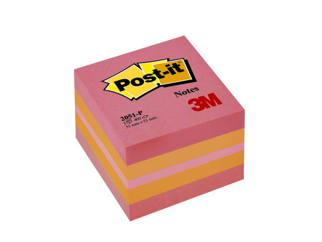 Memoblok Post-it 2051 51x51mm kubus roze