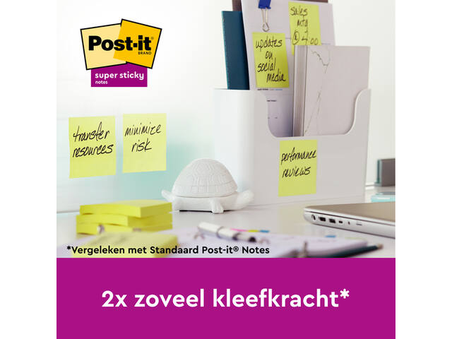 Memoblok Post-it 654 Super Sticky 76x76mm gl 14+2