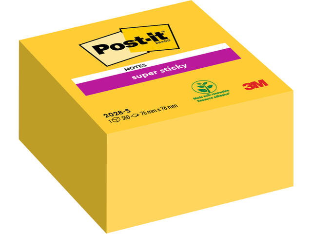 Memoblok Post-it 2028 Super Sticky 76x76mm gl