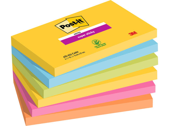 Memoblok Post-it 655 Super Sticky 76x127mm Carnval
