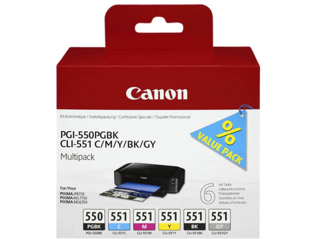 Inktcartridge Canon PGI-550 + CLI-551 zw + 5kL