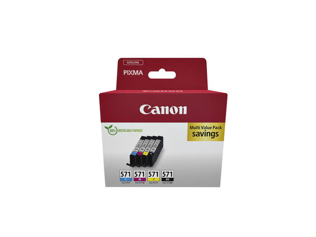 Inktcartridge Canon CLI-571 zwart + 3 kleuren