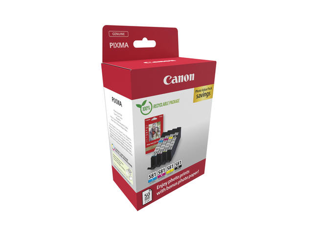 Inktcartridge Canon CLI-581 zwart + 3 kleuren