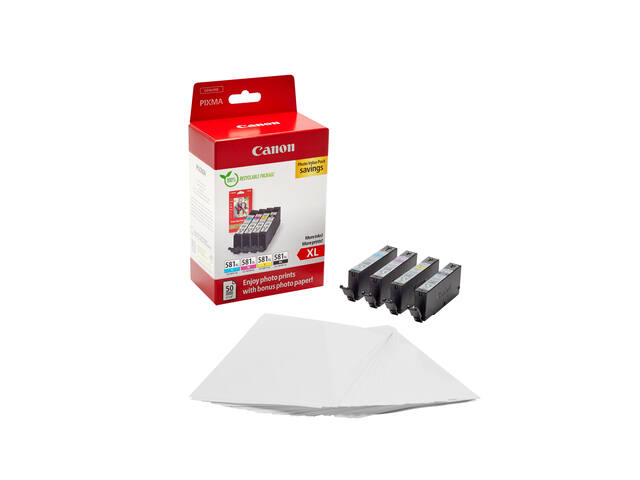 Inktcartridge Canon CLI-581XL 4 kleuren + papier