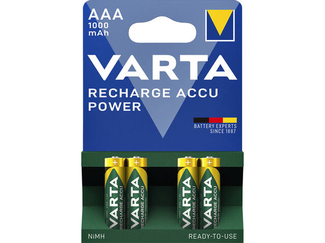 Batterij oplaadbaar VARTA 4x AAA 1000mAh
