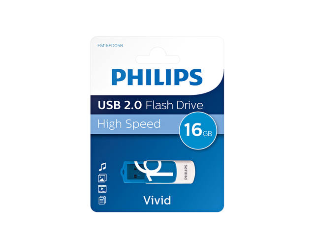 USB stick 2.0 Philips Vivid USB-A 16GB blauw