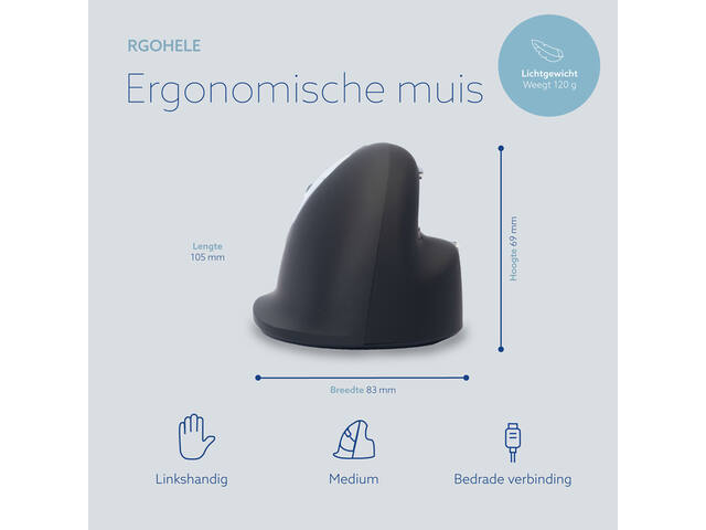 Ergonomisch muis R-Go HE Break Draad Links M