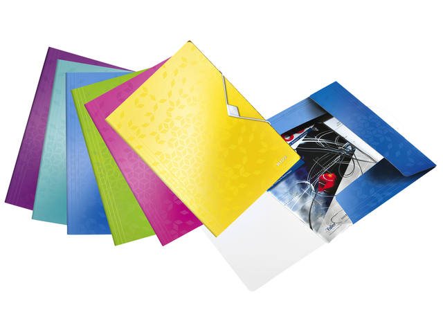 Elastomap Leitz WOW A4 3 klep PP roze