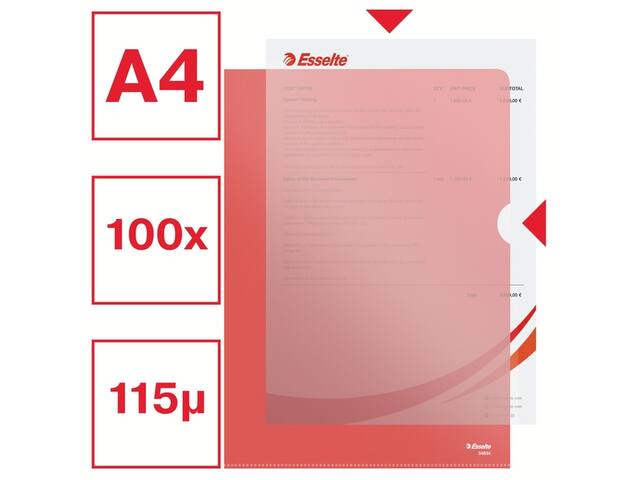 L-map Esselte standaard A4 0.11mm PP rood
