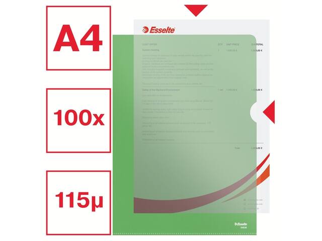 L-map Esselte standaard A4 0.11mm PP groen