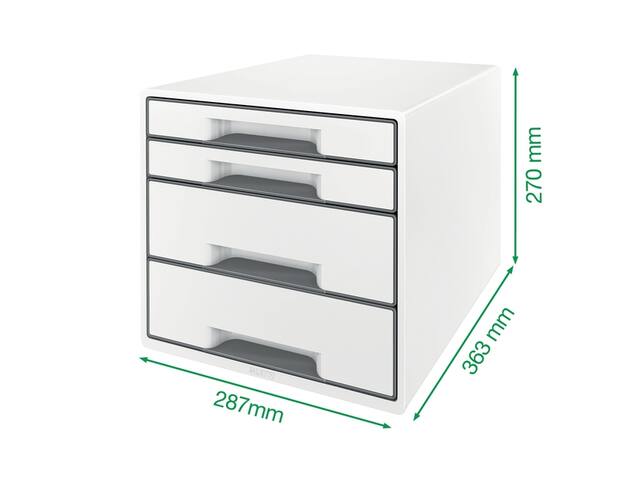 Ladenblok Leitz WOW CUBE A4 maxi 4 laden wit/grijs