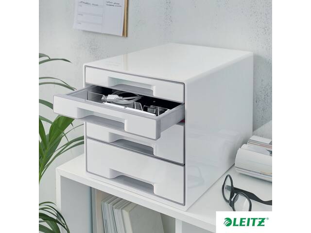 Ladenblok Leitz WOW CUBE A4 maxi 4 laden wit/grijs