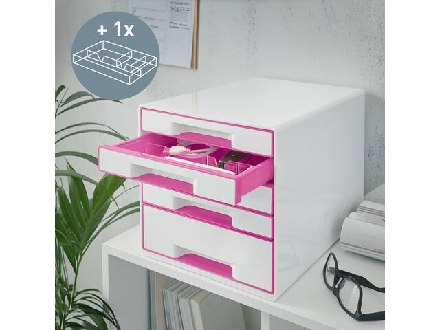 Ladenblok Leitz WOW 5 laden wit/roze
