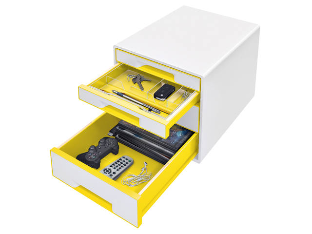 Ladenblok Leitz WOW 4 laden wit/geel