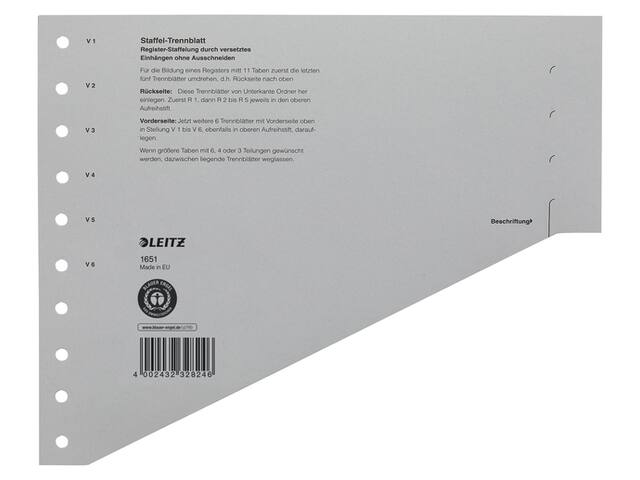 SCHEIDINGSBLADEN LEITZ 1651 KARTON A4 200GR GRIJS