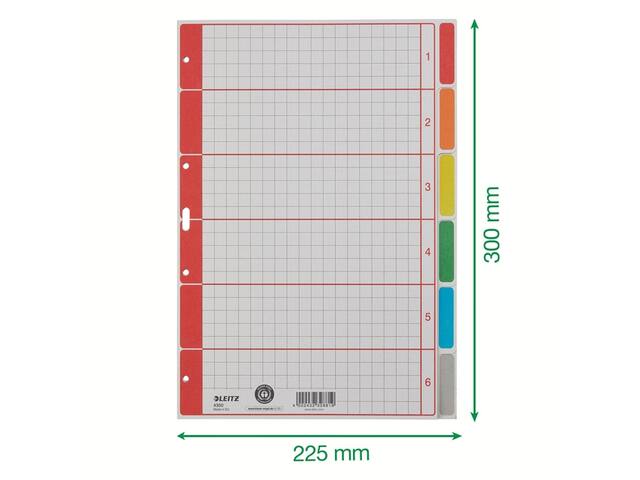 Tabbladen Leitz 4350 A4 4r karton 6dlg grijs