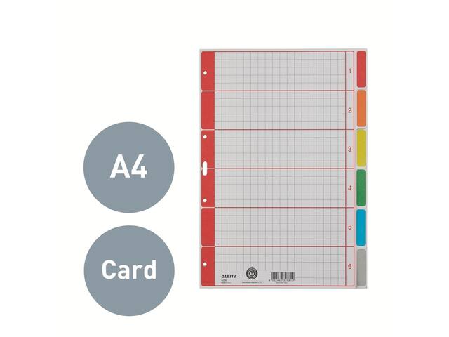 Tabbladen Leitz 4350 A4 4r karton 6dlg grijs