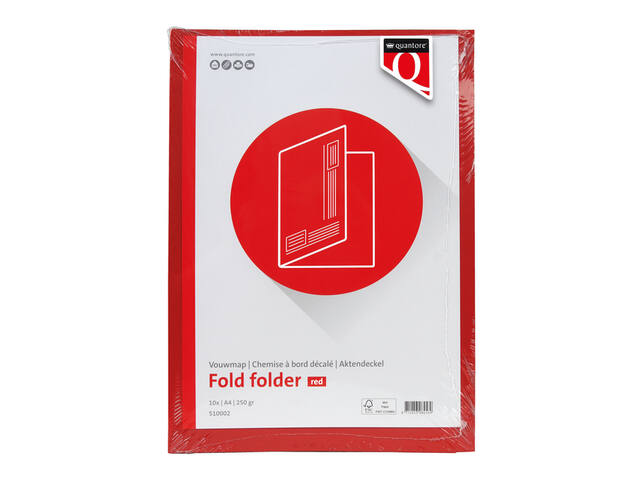 Vouwmap Quantore A4 ongelijke zijde 250gr rood