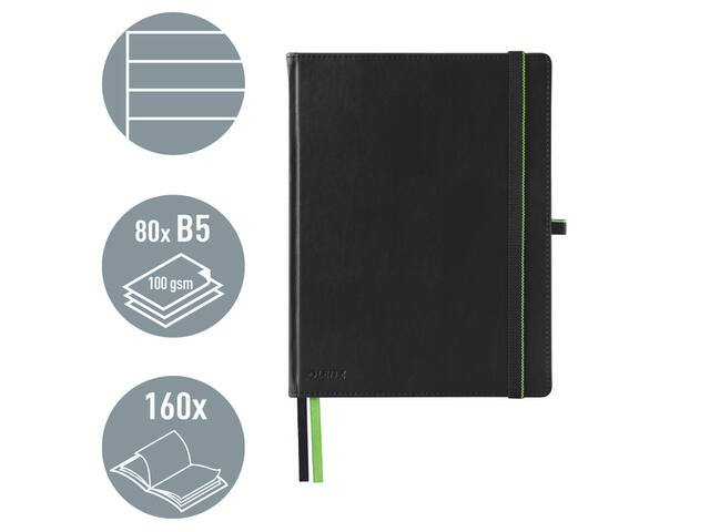 Notitieboek Leitz Complete 187x242 160blz lijn zw