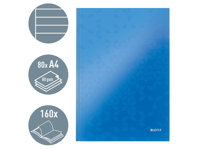 NOTITIEBOEK LEITZ WOW A4 LIJN 80V BLAUW