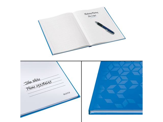 NOTITIEBOEK LEITZ WOW A4 LIJN 80V BLAUW