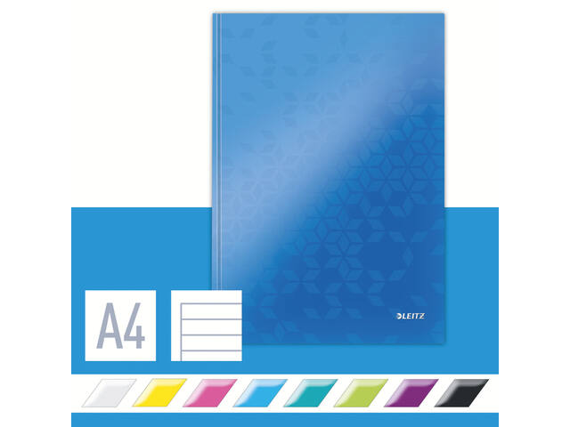 NOTITIEBOEK LEITZ WOW A4 LIJN 80V BLAUW