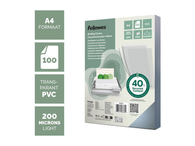 Voorblad Fellowes A4 PVC 200micron transparant
