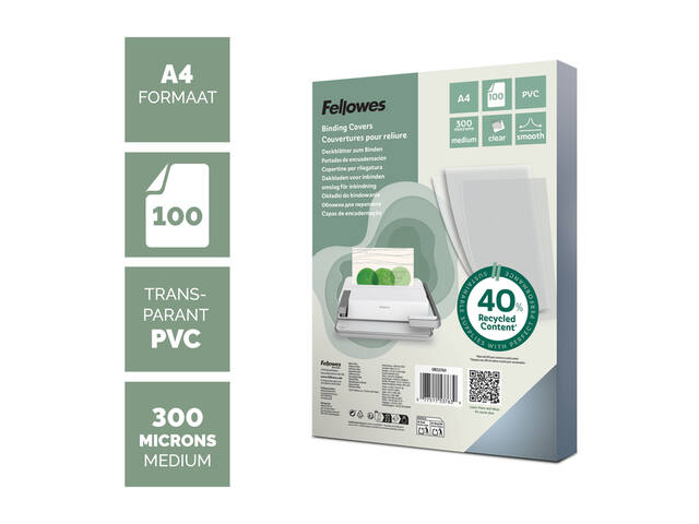 Voorblad Fellowes A4 PVC 300micron transparant