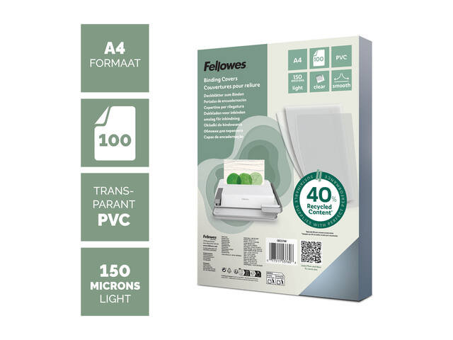 Voorblad Fellowes A4 PVC 150micron transparant