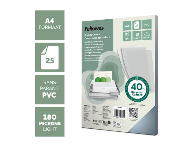 Voorblad Fellowes A4 PVC 180micron transparant