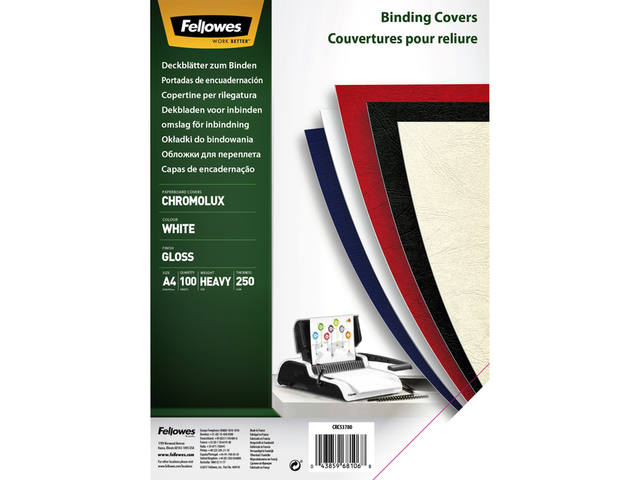 Voorblad Fellowes A4 Chromolux 250gr wit