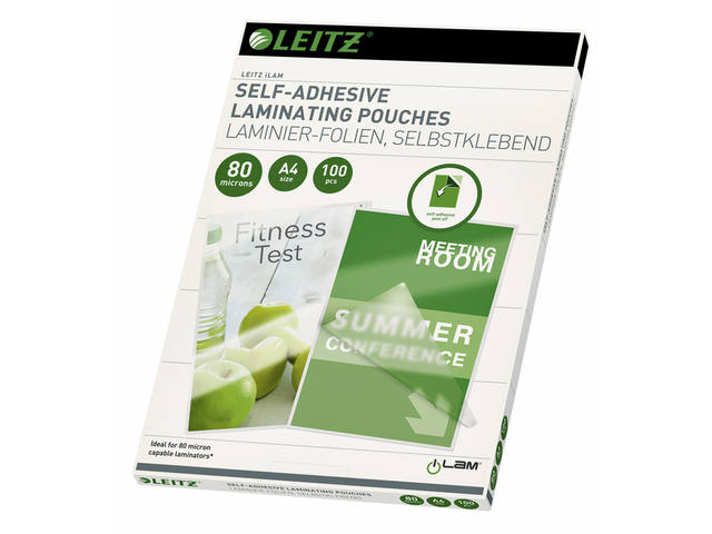 Lamineerhoes Leitz A4 zelfklevend 2x80micron EVA
