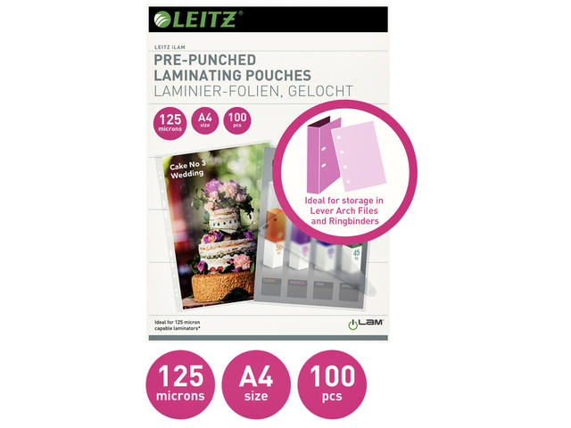 Lamineerhoes Leitz A4 perforatieband 2x125mic EVA