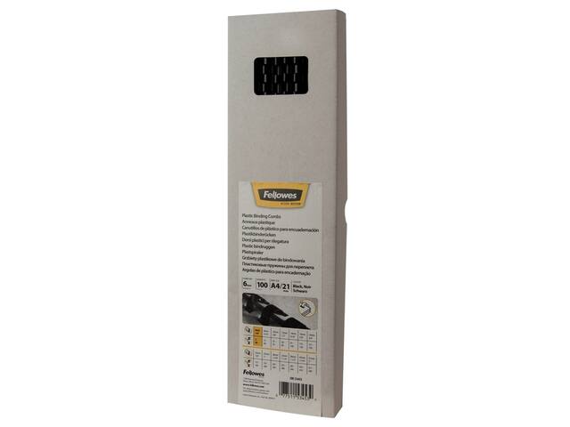 Bindrug Fellowes 6mm 21rings A4 zwart