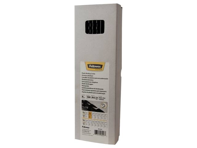 Bindrug Fellowes 8mm 21rings A4 zwart