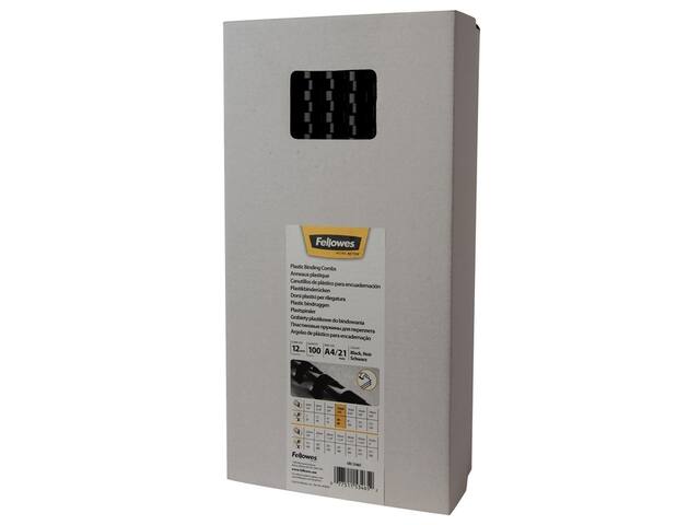 Bindrug Fellowes 12mm 21rings A4 zwart