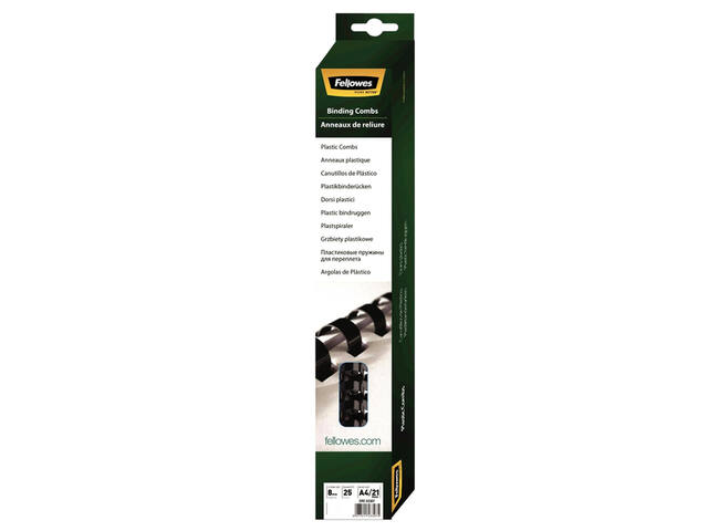 Bindrug Fellowes 8mm 21rings A4 zwart