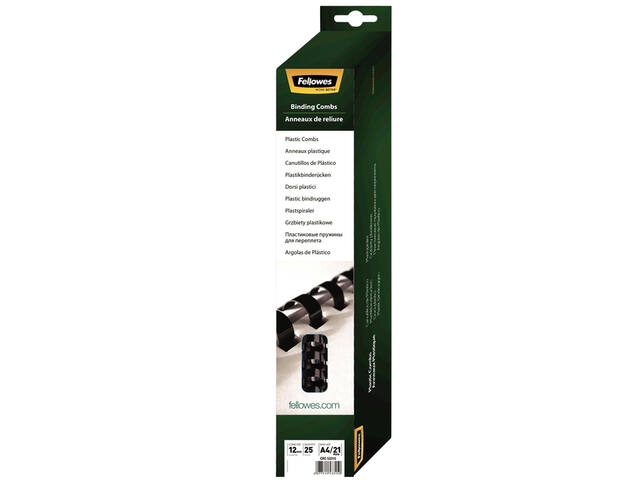 Bindrug Fellowes 12mm 21rings A4 zwart