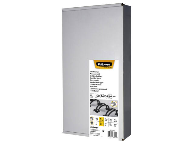 Draadrug Fellowes 34 rings 8mm A4 zwart