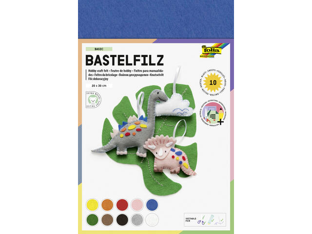 Vilt Folia 20x30cm 150gr 10 vel assorti kleuren
