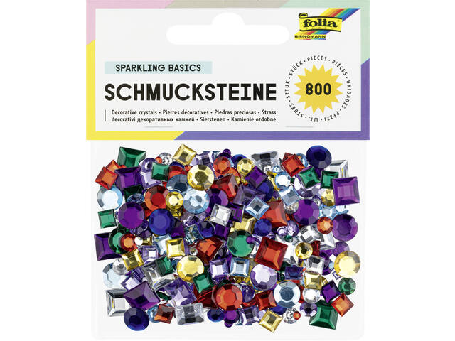 Glitter steentjes Folia 800stuks div kl en afm