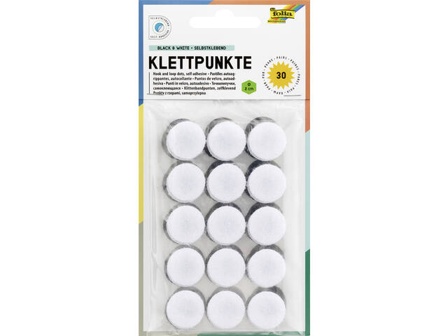 Klittenband Folia rond 2cm 15st zwart 15st wit
