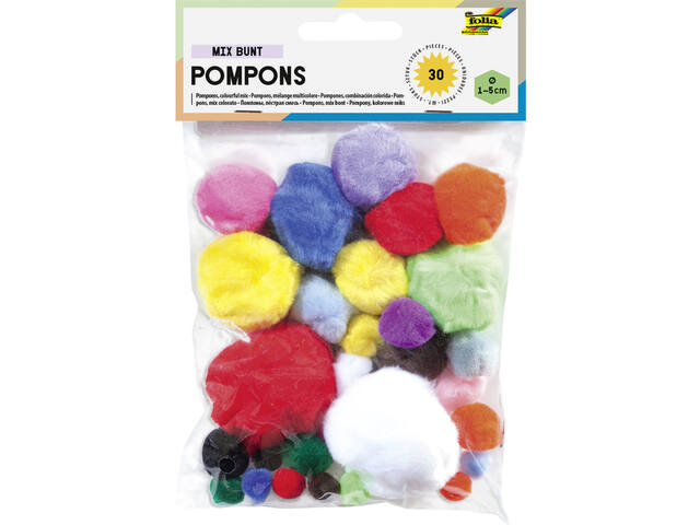 Pompon Folia 30st diverse kleuren en afmetingen
