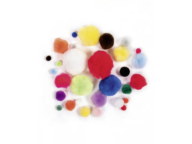 Pompon Folia 30st diverse kleuren en afmetingen